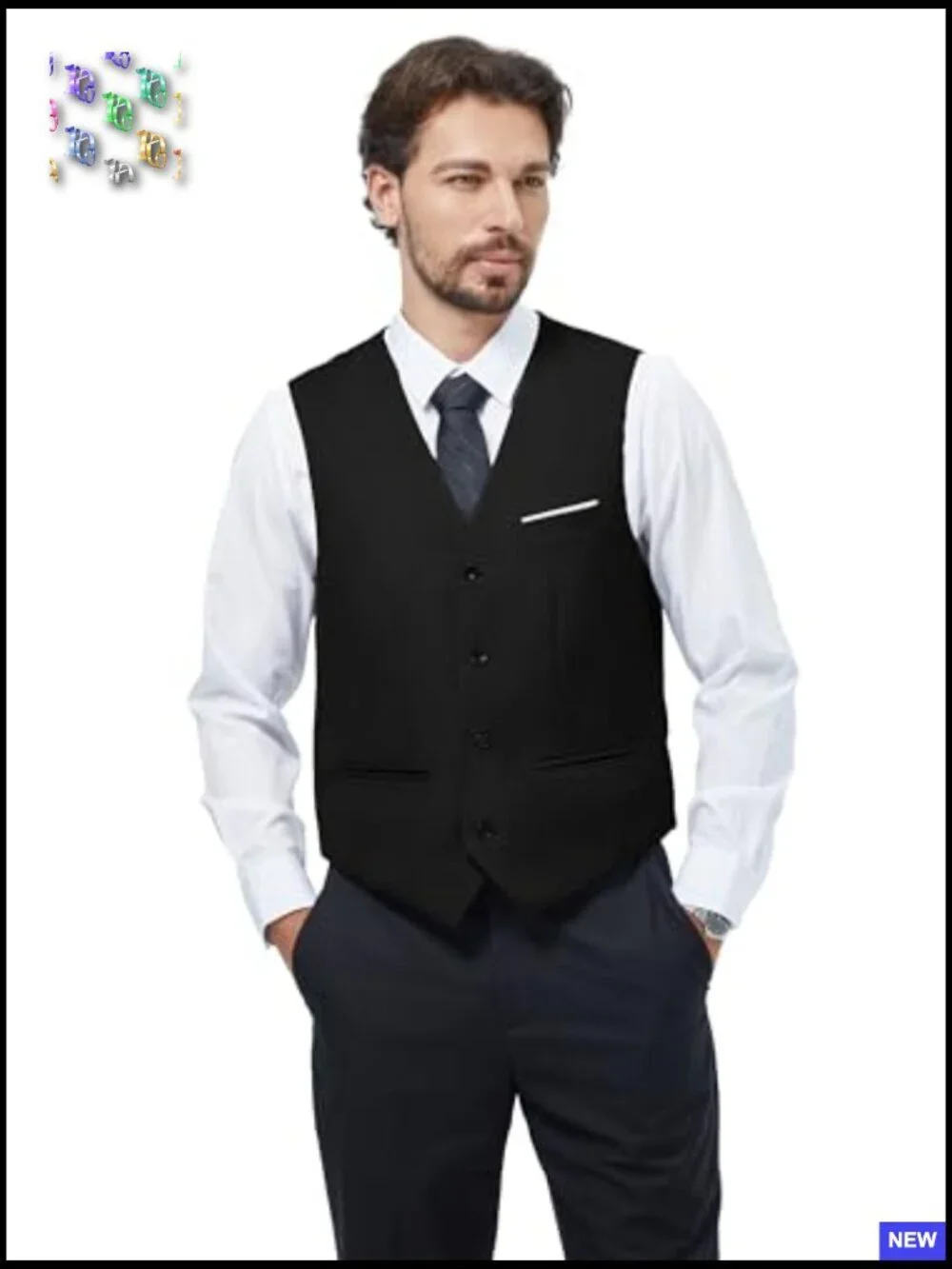 Slim Fit Men's Vest Classic Formal Business Casual Four Button Closure